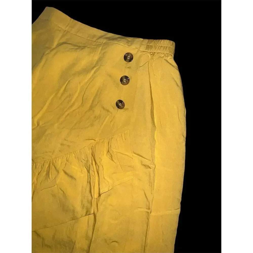 Allegrace Women's Vintage Yellow A-Line Skirt M Knee Length Casual